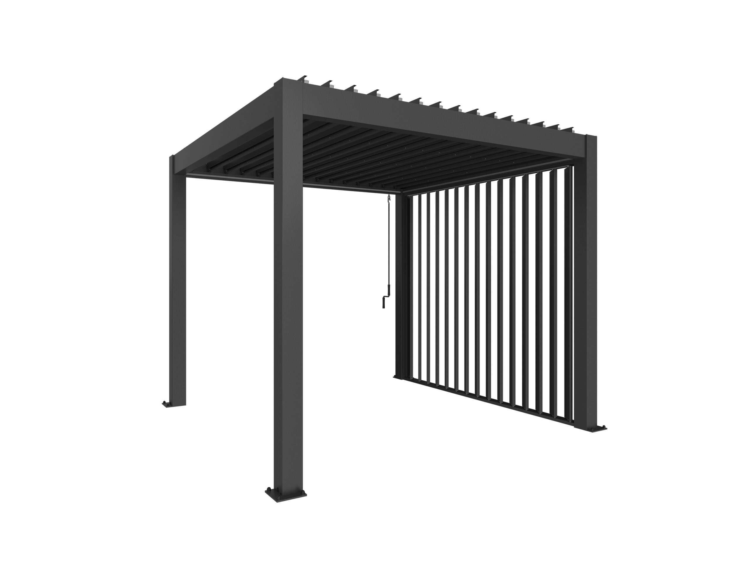 Biohort pergola with adjustable slatted side wall