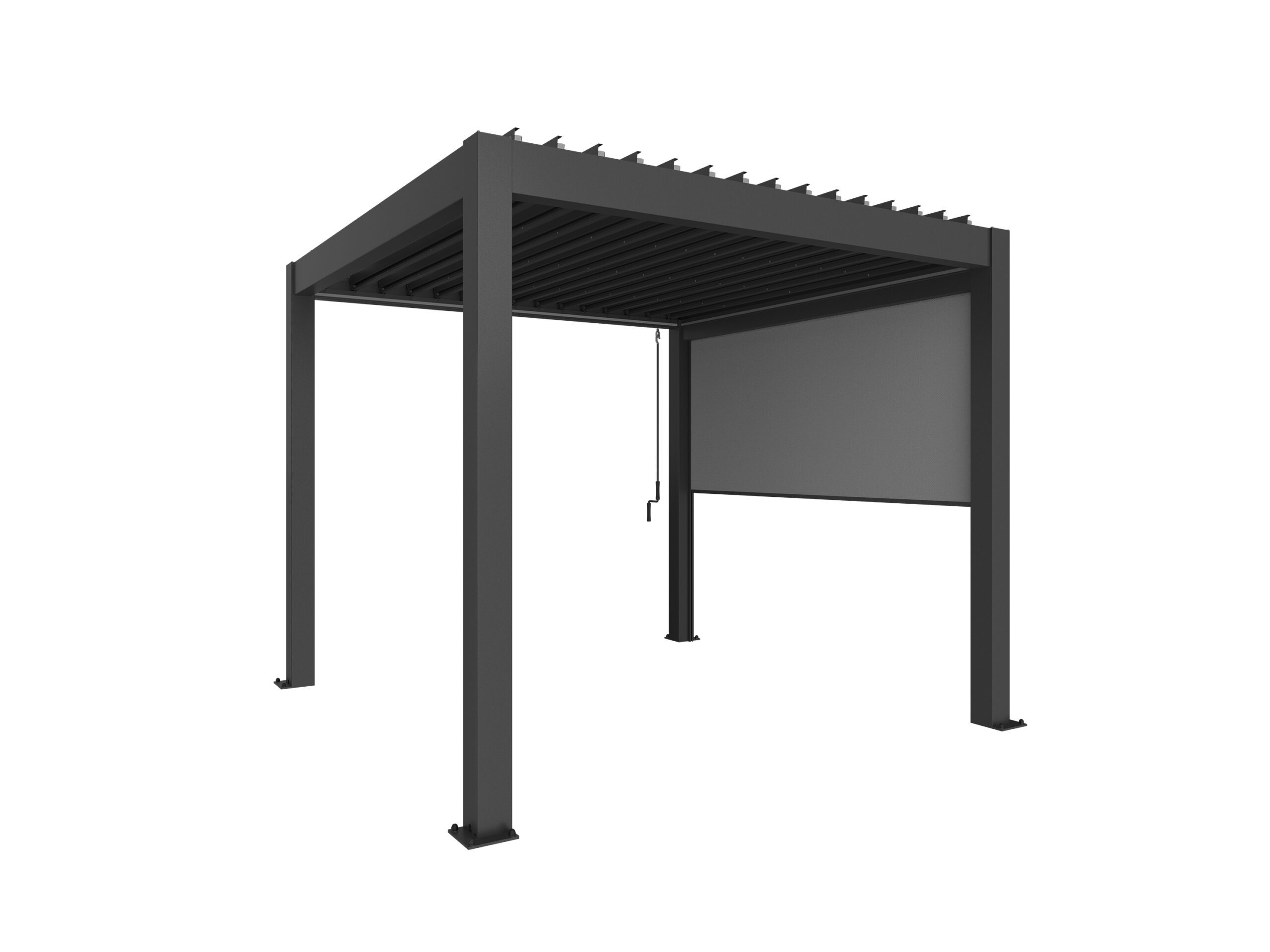 Biohort pergola in dark gray metallic with sun protection roller blind