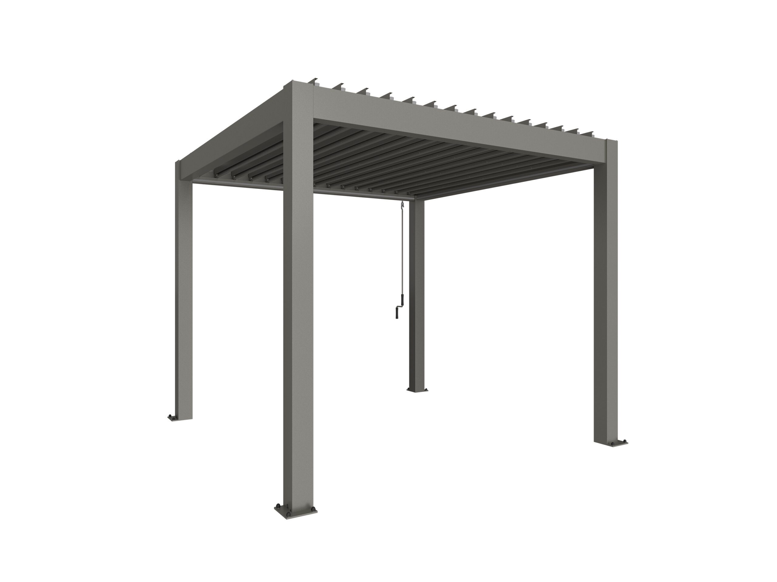 Free-standing, quartz gray pergola